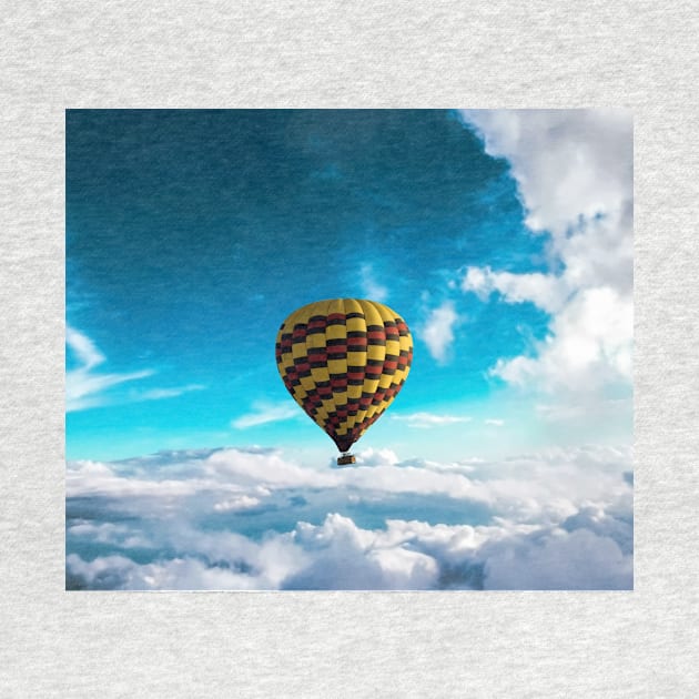 Hot air balloon in the clouds by daghlashassan